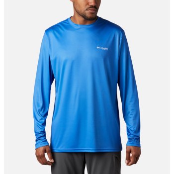 Columbia Muške Majice S Kapuljačom - Terminal Tackle PFG Fish Flag Long Sleeve Big Plave Bijele | VU